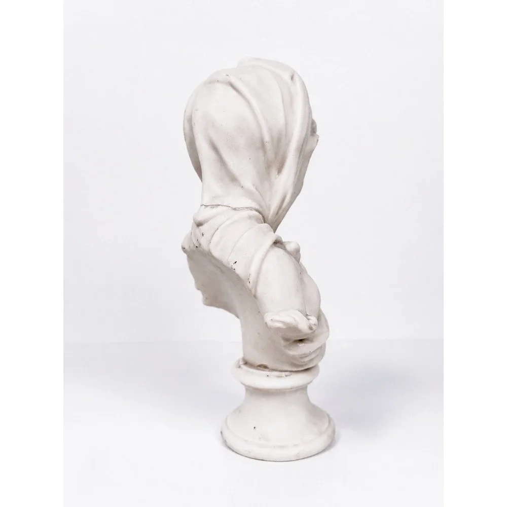 Vintage Victorian Parian Girls Bust In Bonnet Ivory White 9